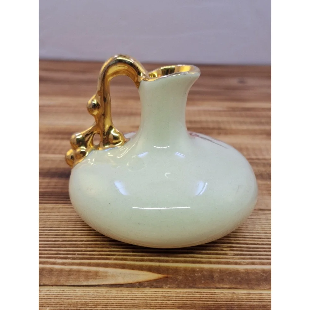 Le Pere Vintage Hand Painted Vase Pine‎ Cones Gold Trim 3